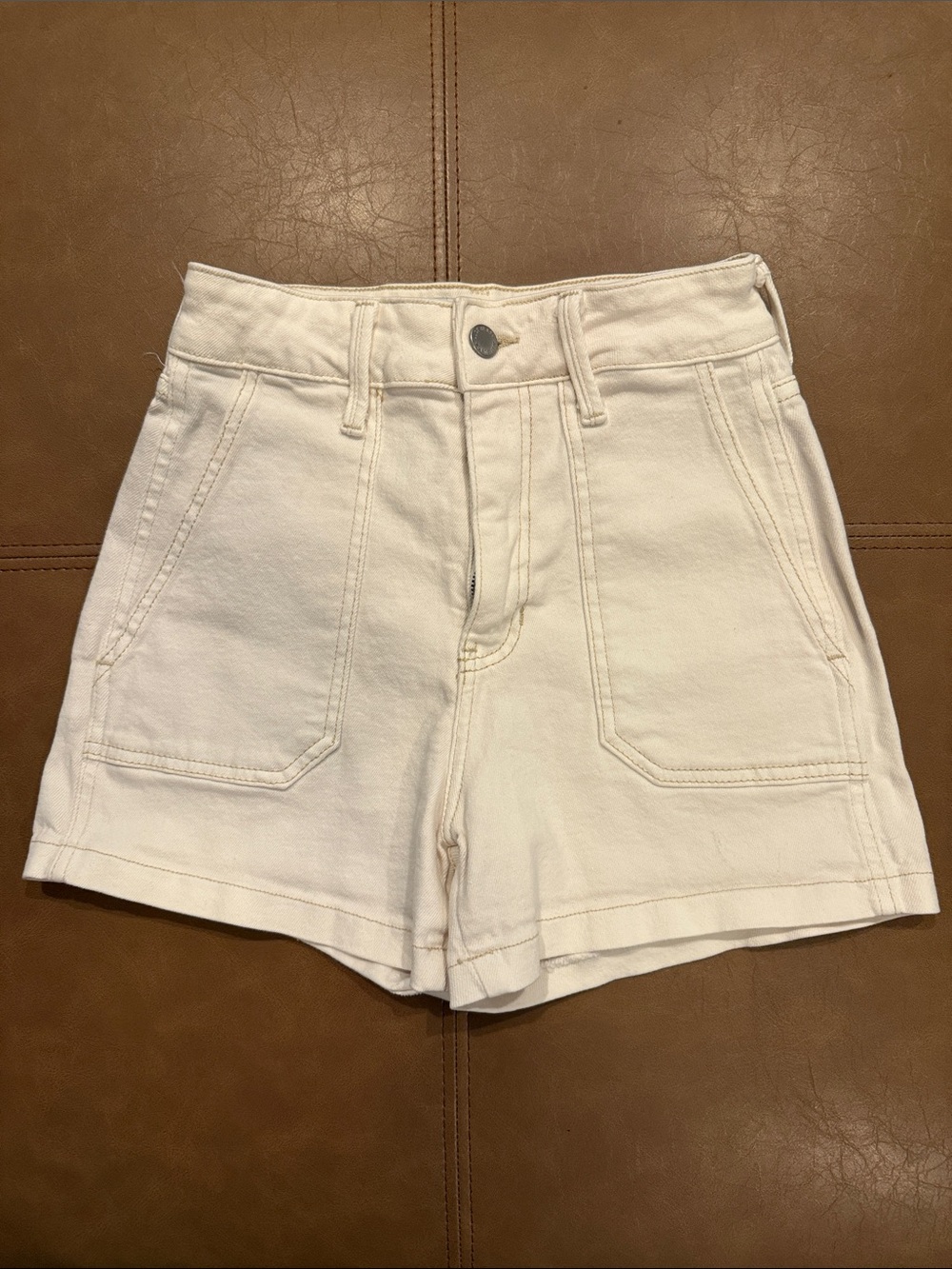 Just Black Cream High-Rise Utility Shorts